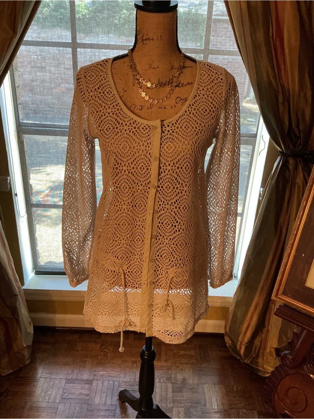 Michael Kors Cream Crochet Swim Cover-Up Tunic